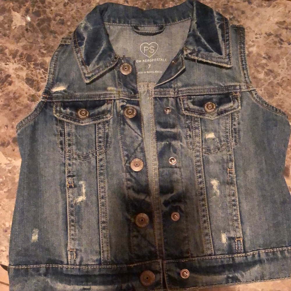 PS Aeropostale Jean Vest Sz 7 😳Closet blowout!!